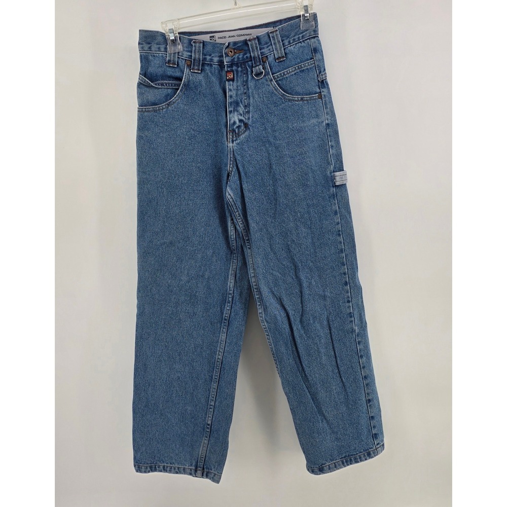 Paco Jean Company Vintage Boys Size 10H 30L Carpenter Denim Jeans Wide Leg Blue